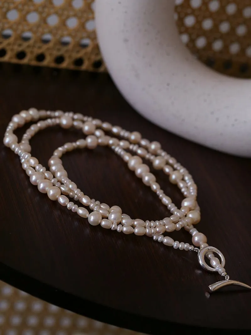Elegant Ombre Pearl Long Beaded Necklace