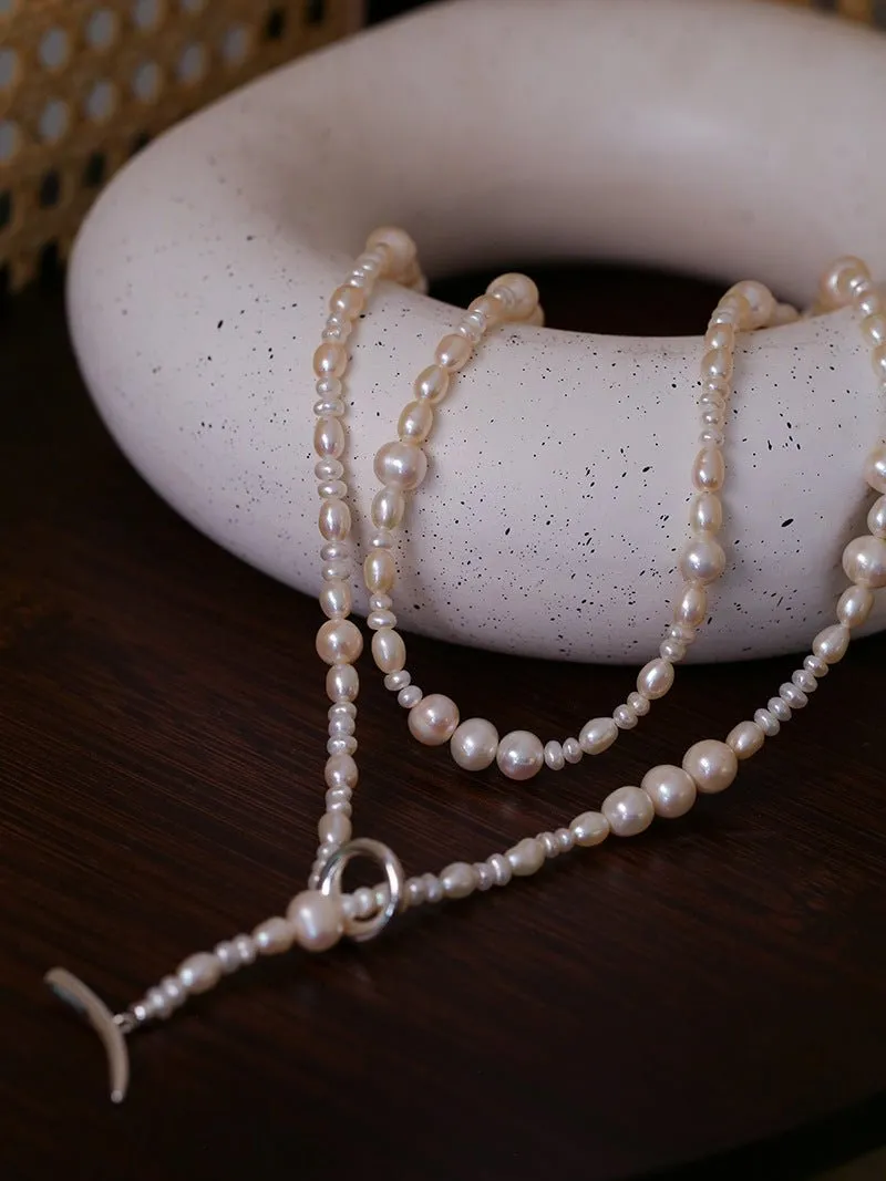 Elegant Ombre Pearl Long Beaded Necklace