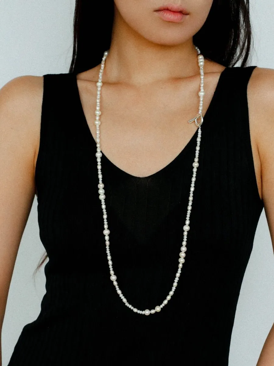 Elegant Ombre Pearl Long Beaded Necklace