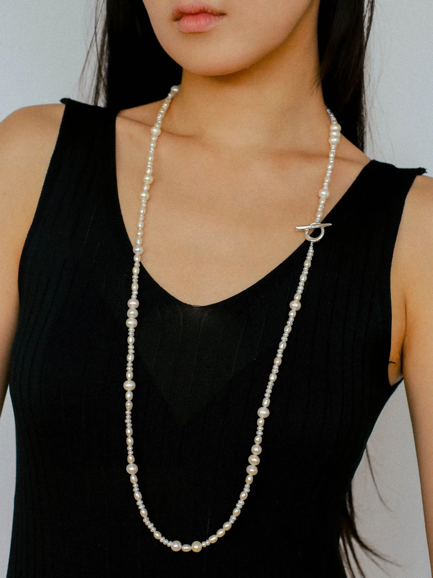 Elegant Ombre Pearl Long Beaded Necklace