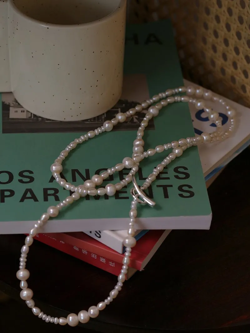 Elegant Ombre Pearl Long Beaded Necklace