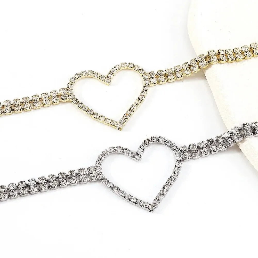 Elegant Rhinestone Heart Crystal Collar Necklace