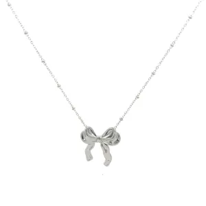Elegant Silver Bow Necklace