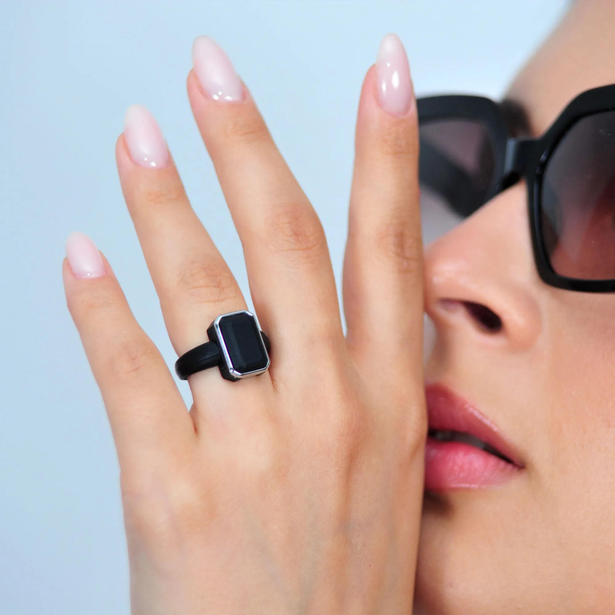 Emerald Collection- Silicone Rings with Metal Frame