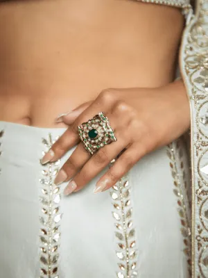 Emerald Jadau Ring (Adjustable Size)