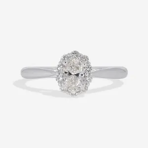 ETAIN | Oval Halo Diamond Set in Platinum 0.51ct