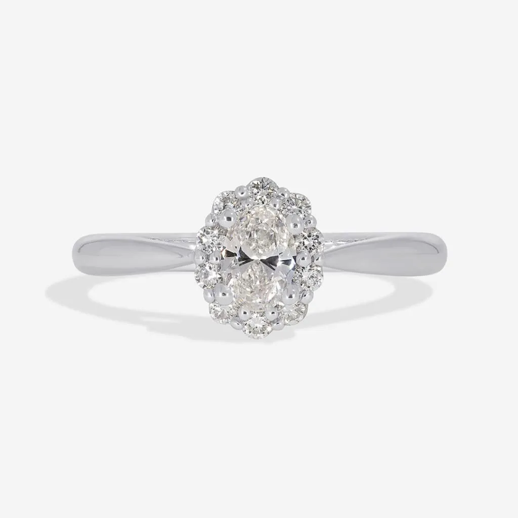 ETAIN | Oval Halo Diamond Set in Platinum 0.51ct