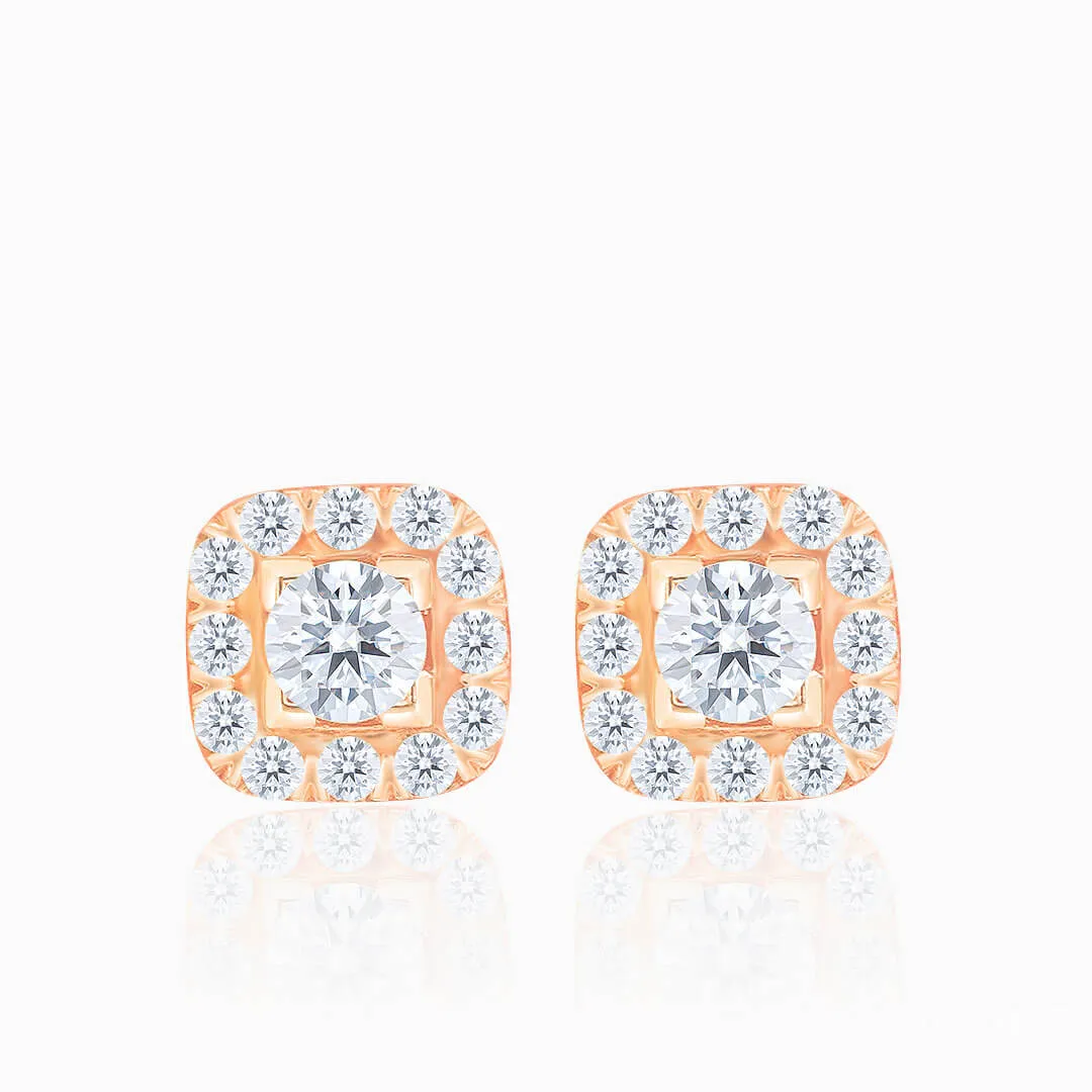Etoile Carré Rose Gold Square Shaped Diamond Earrings