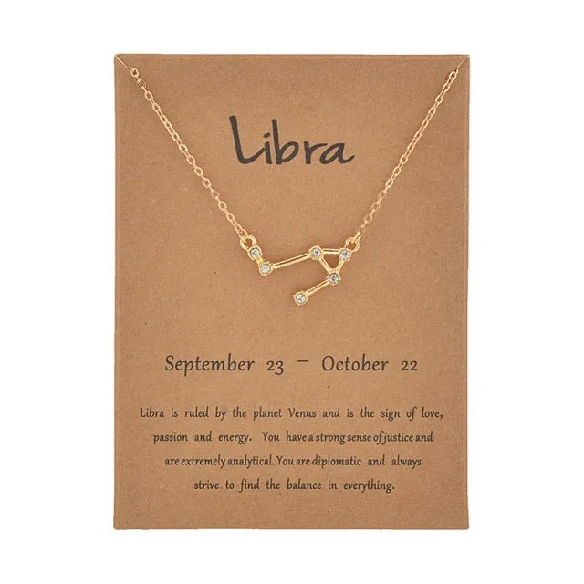 Female Elegant Star Zodiac Sign 12 Constellation Necklaces