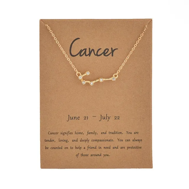 Female Elegant Star Zodiac Sign 12 Constellation Necklaces
