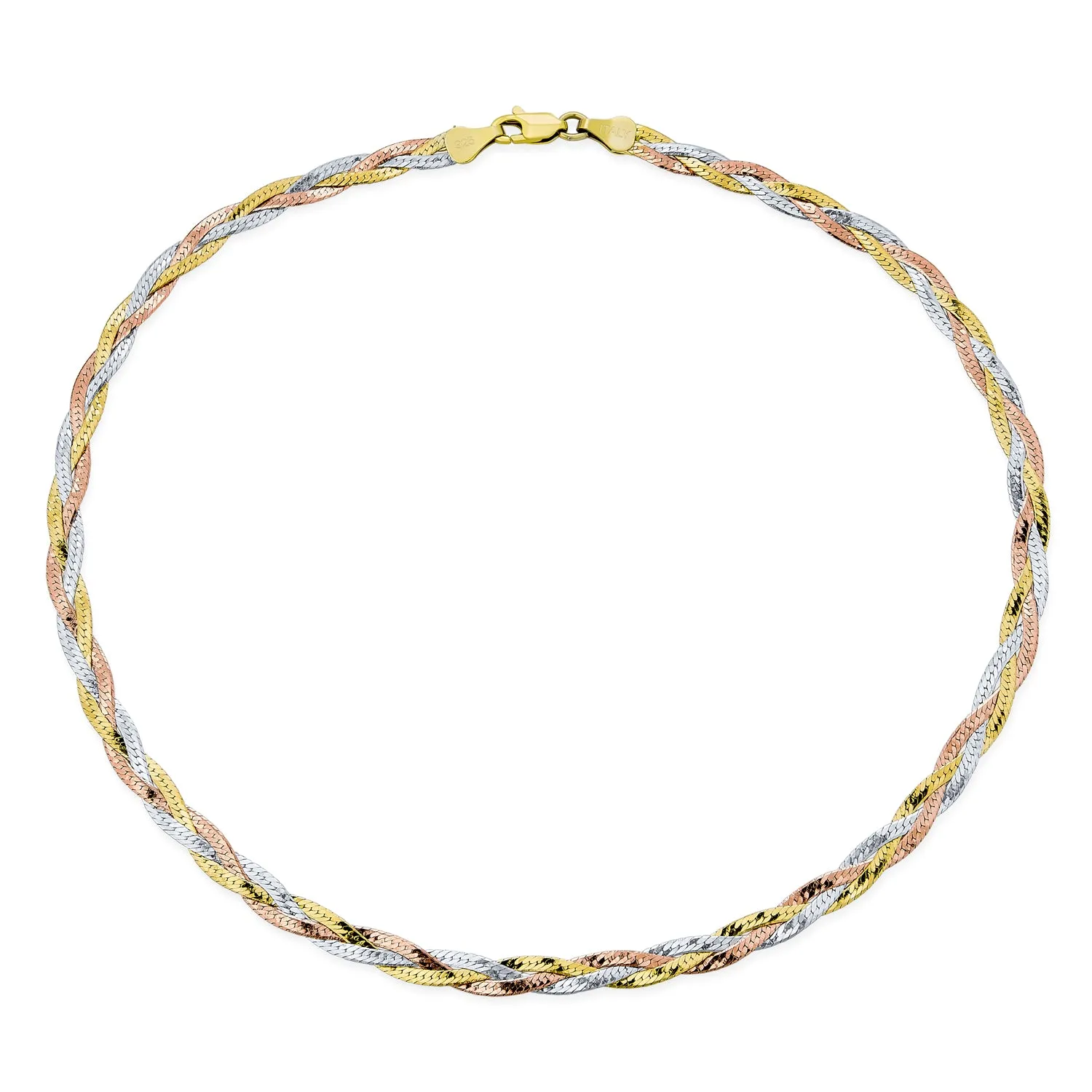 Flat Flexible 14K Gold Overlay Sterling Silver Chain Necklace 16-20 Inch Italy Made
