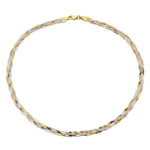 Flat Flexible 14K Gold Overlay Sterling Silver Chain Necklace 16-20 Inch Italy Made