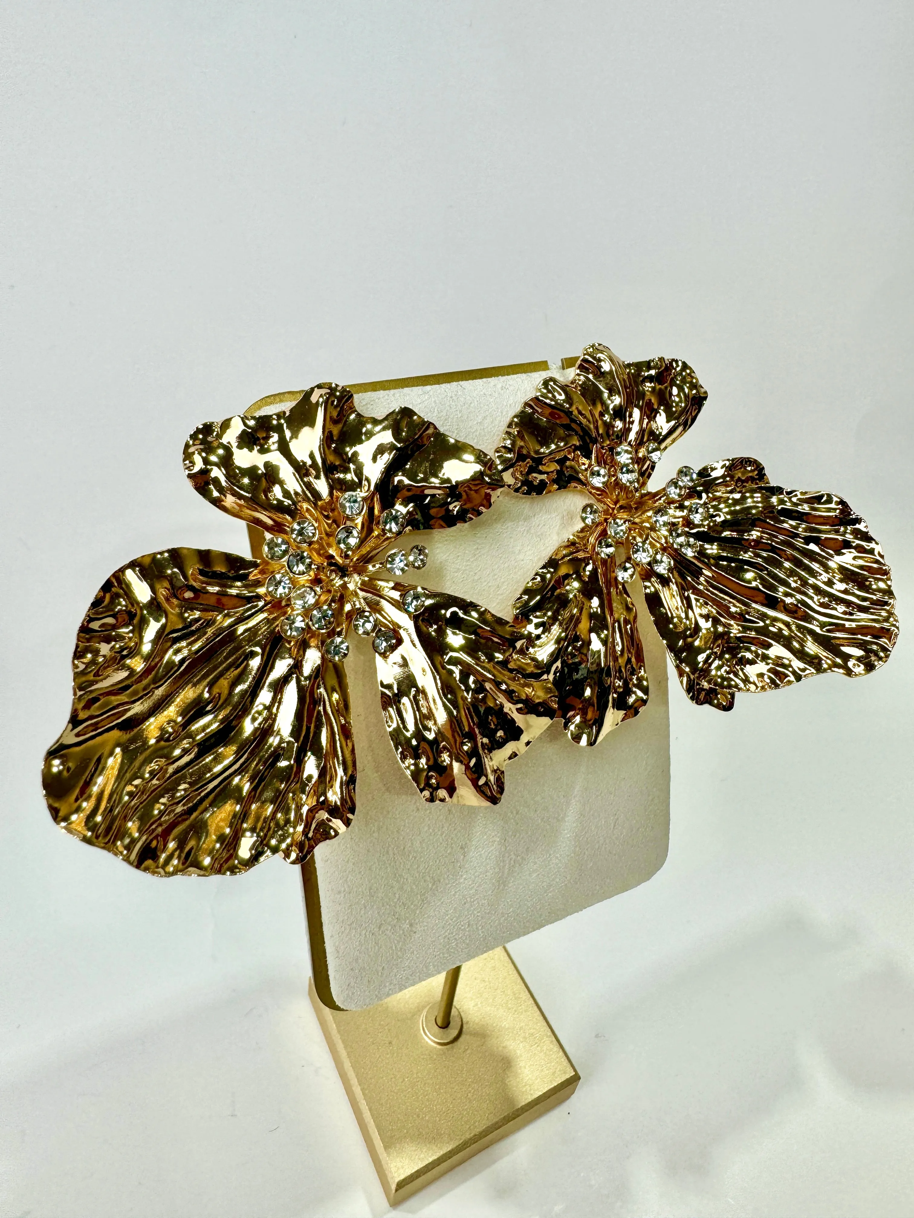 Flora - Gold and Crystal Floral Earrings