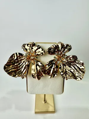 Flora - Gold and Crystal Floral Earrings