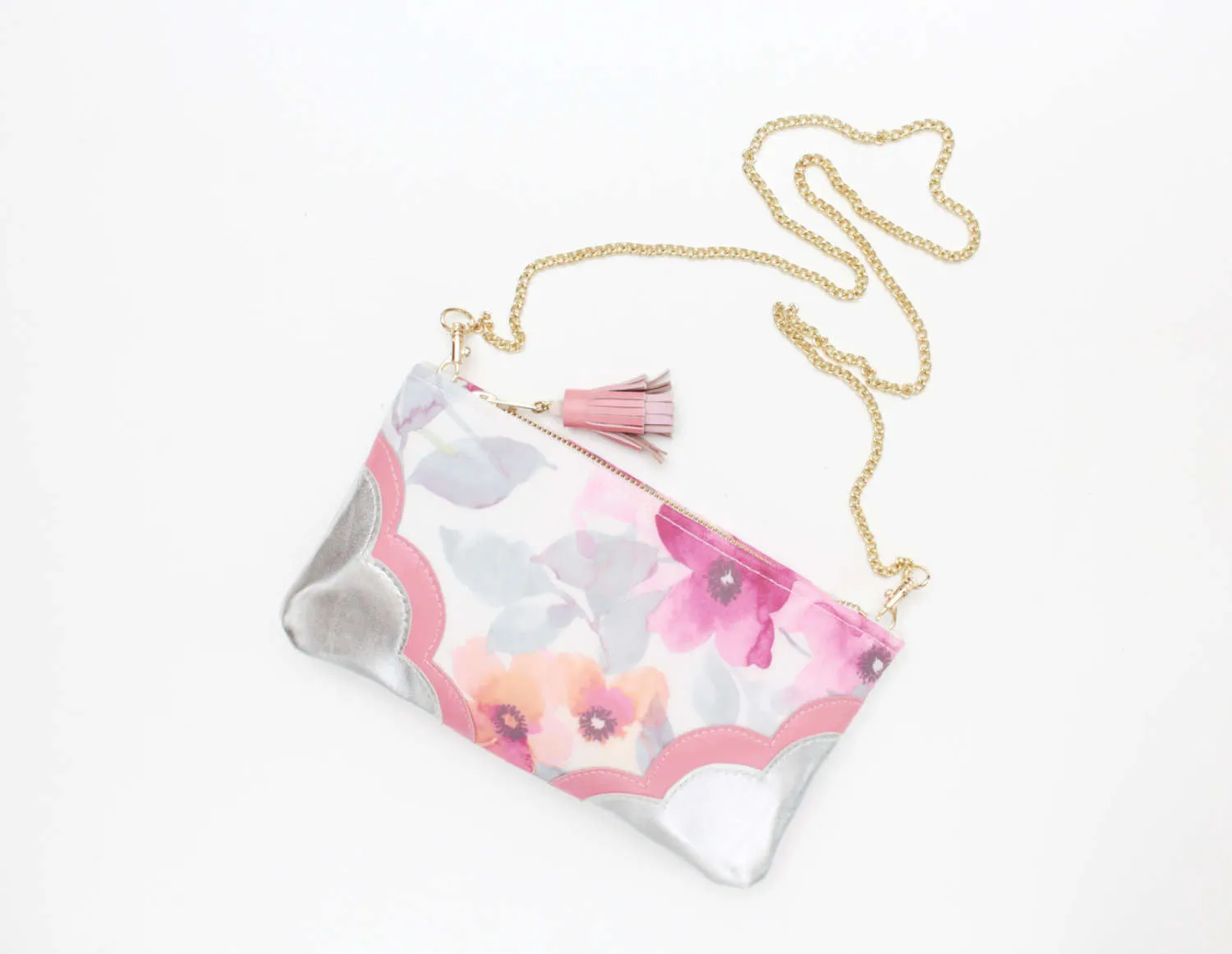 Floral Watercolor Leather Accents Sling Bag