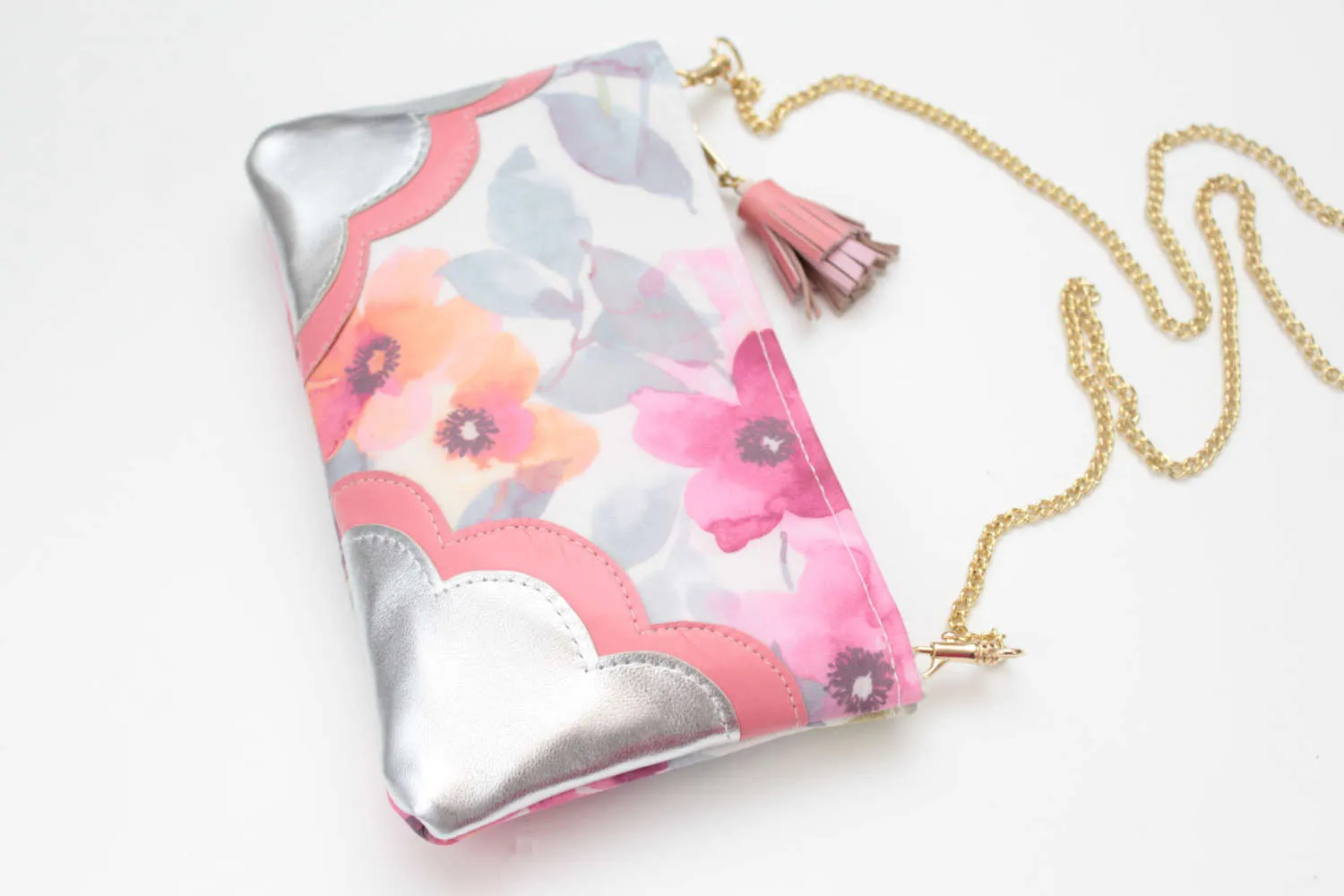 Floral Watercolor Leather Accents Sling Bag