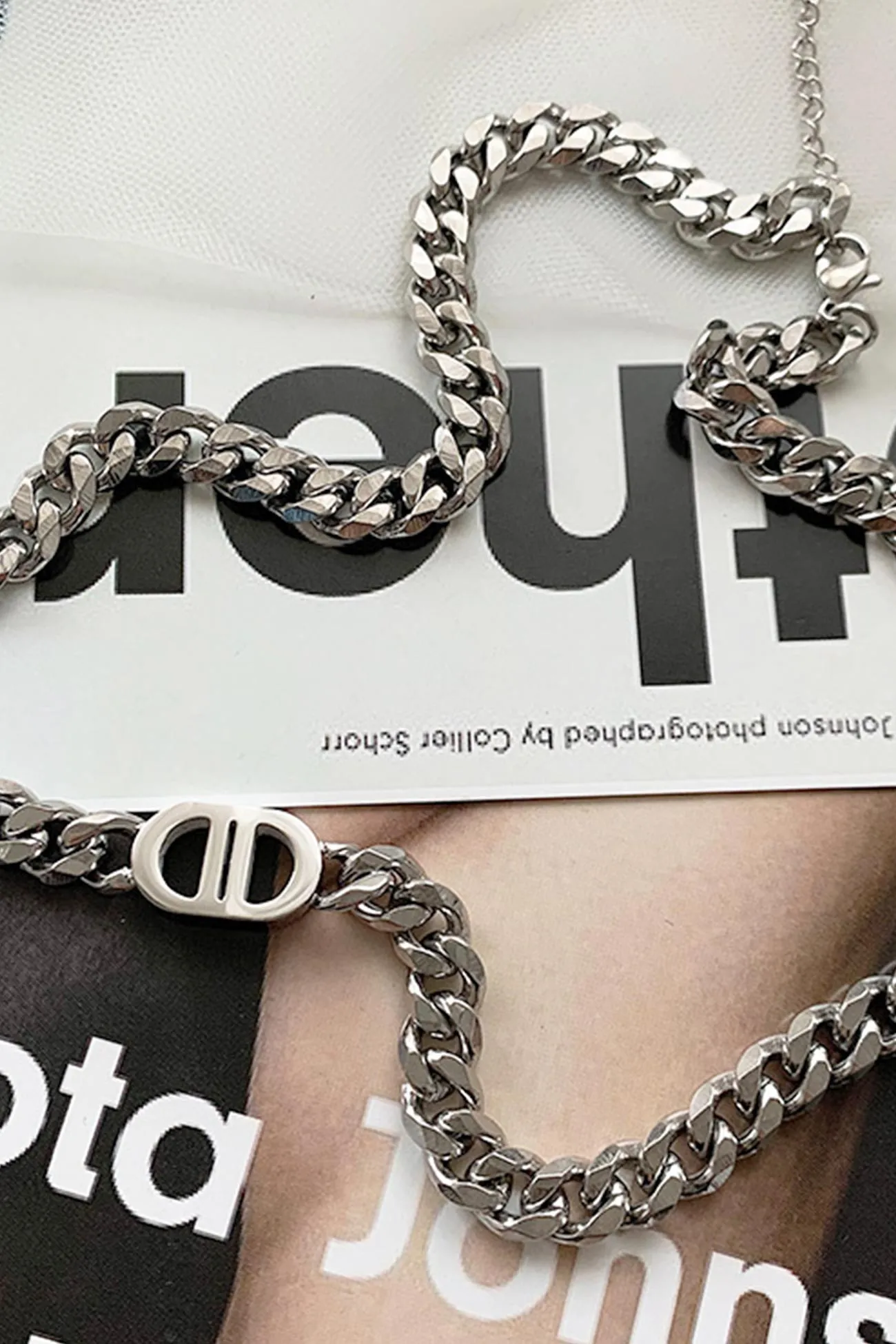 Flytonn-Valentine's Day gift Chunky Chain Letter Double D Necklace & Bracelet