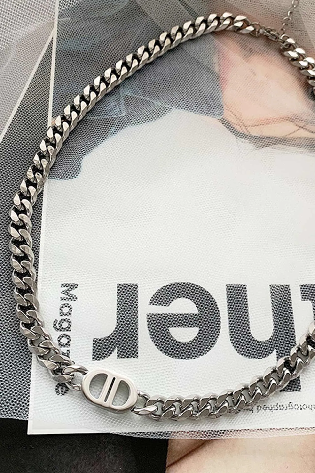 Flytonn-Valentine's Day gift Chunky Chain Letter Double D Necklace & Bracelet