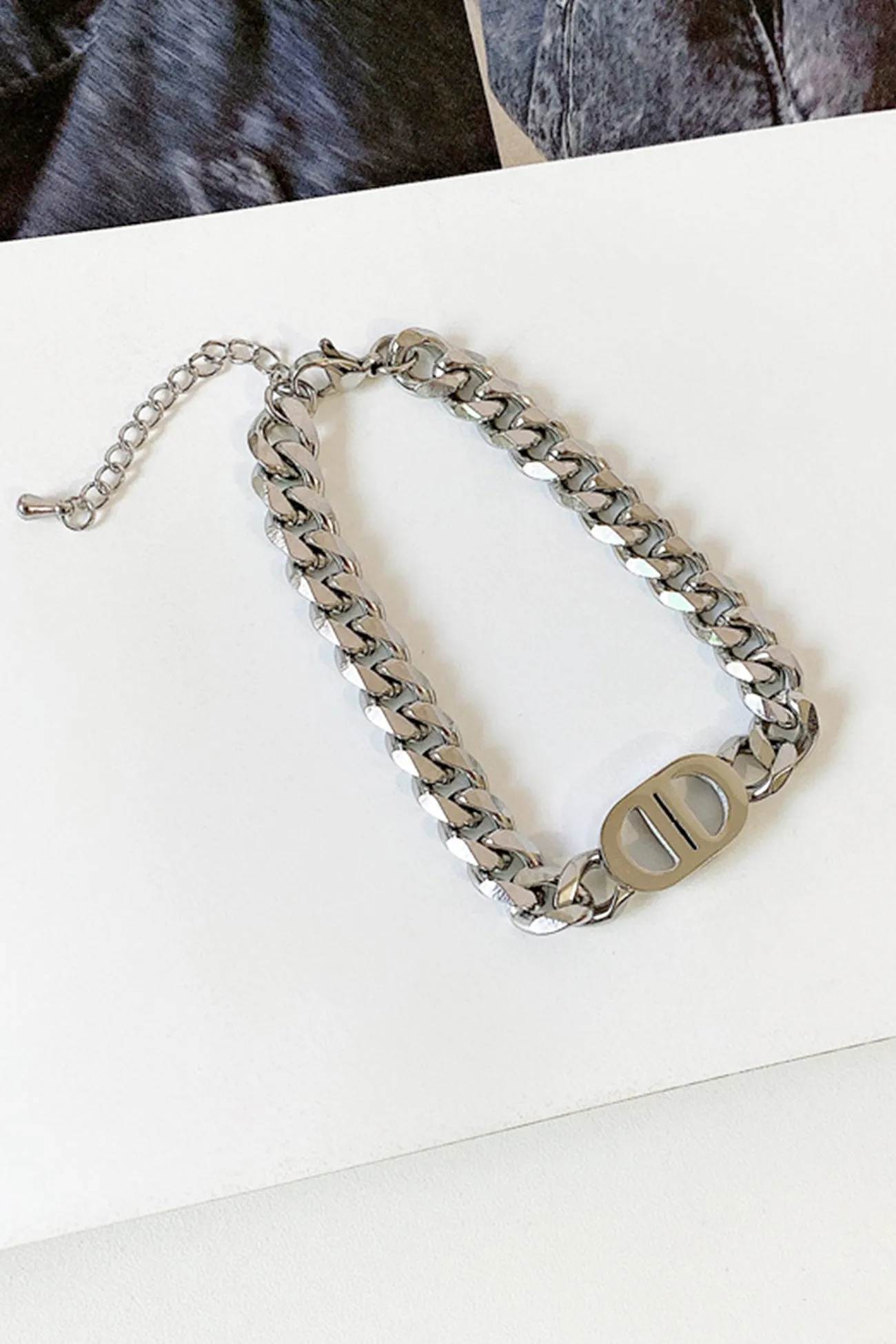 Flytonn-Valentine's Day gift Chunky Chain Letter Double D Necklace & Bracelet