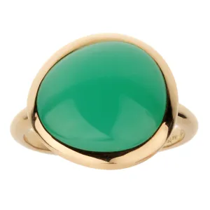 Fred of Paris 7ct Chrysoprase Cabochon Gold Cocktail Ring Size 6