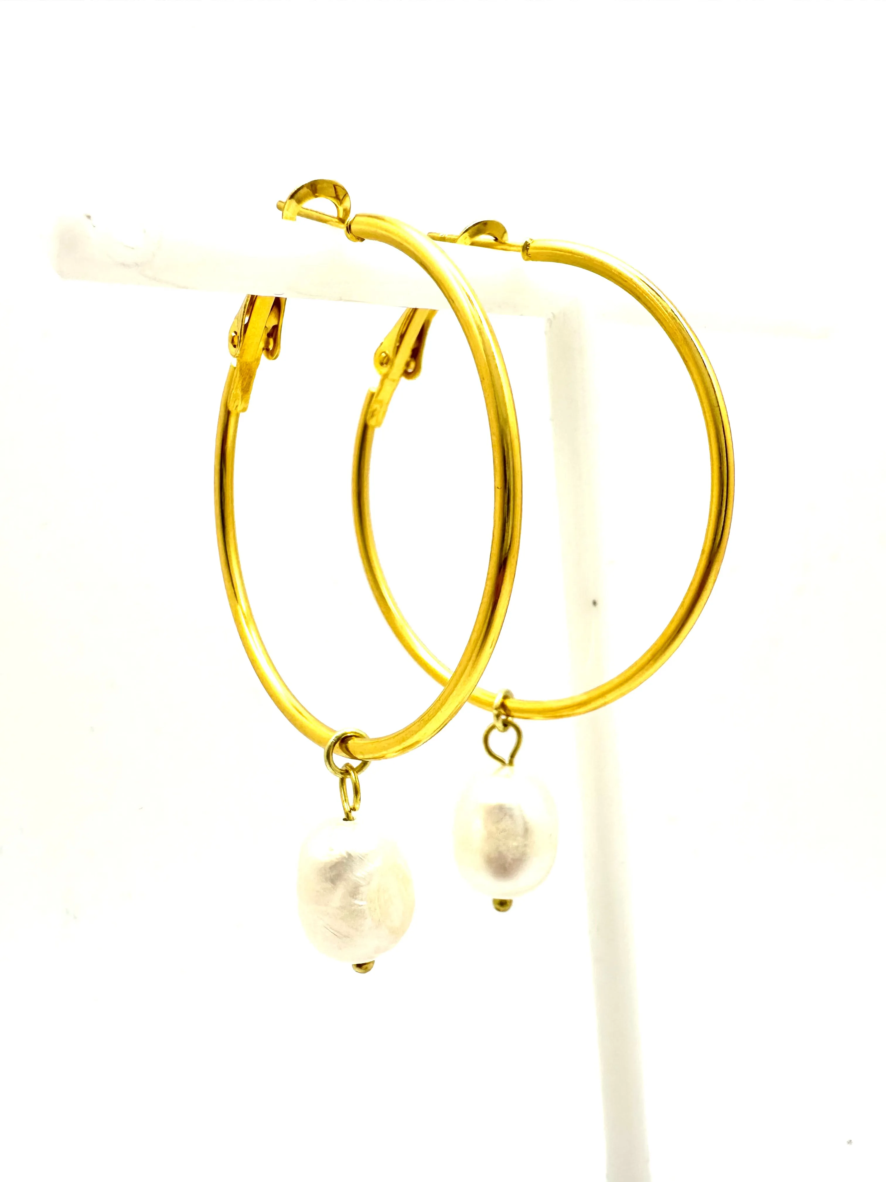 Freshwater Pearl Drop Hoop