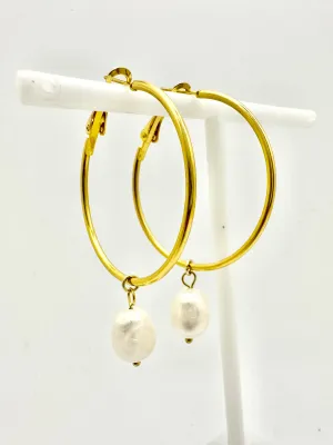 Freshwater Pearl Drop Hoop