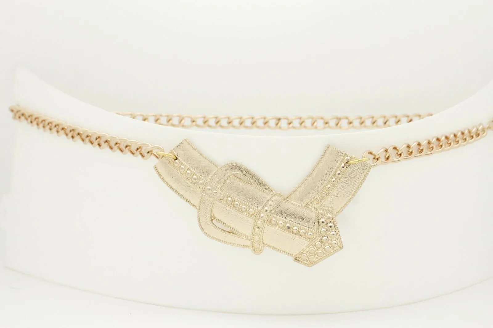 Fun Women Belt Hip High Waist Gold Metal Chain Big Wide Buckle Charm Size XS S M