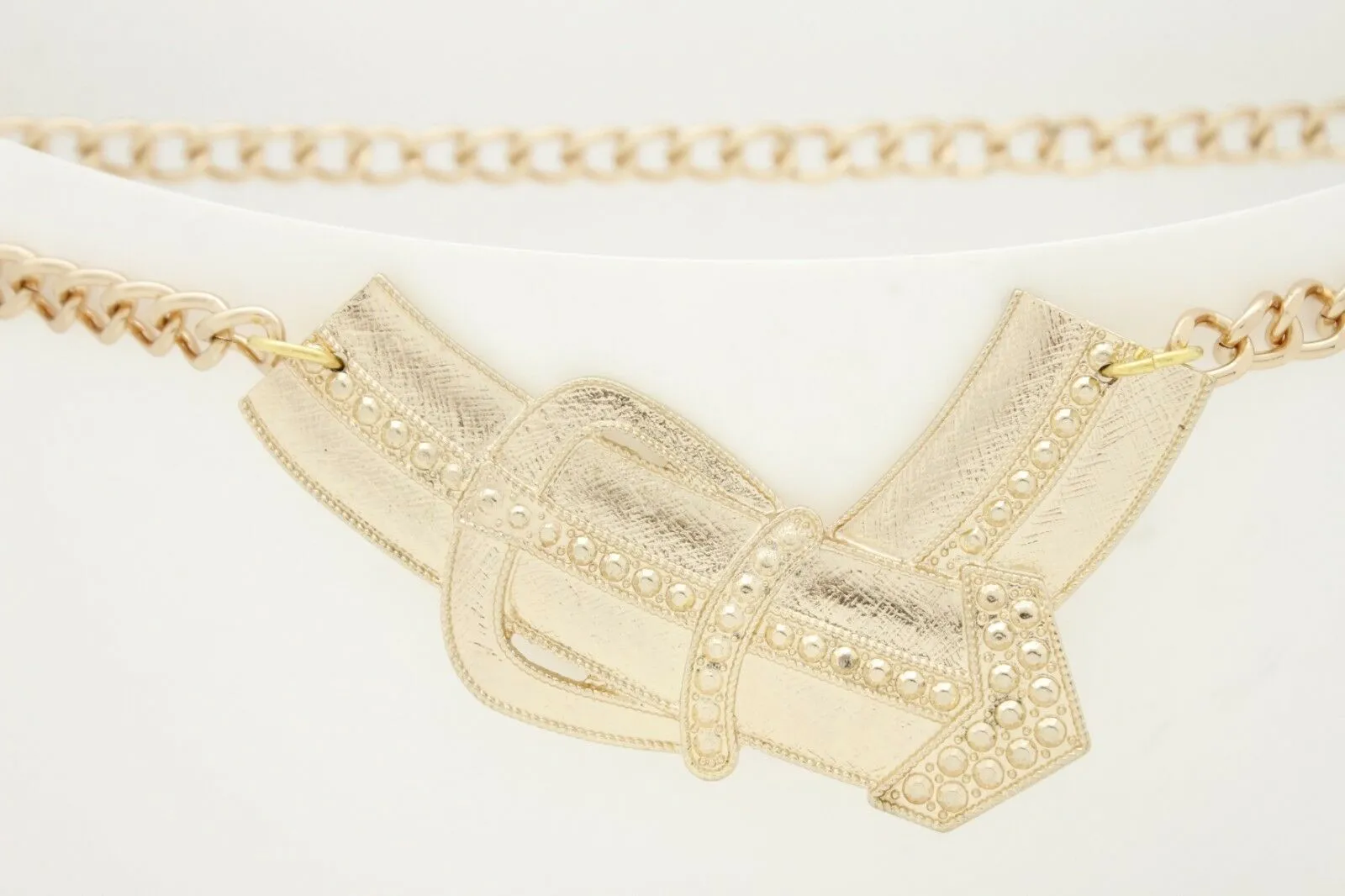 Fun Women Belt Hip High Waist Gold Metal Chain Big Wide Buckle Charm Size XS S M