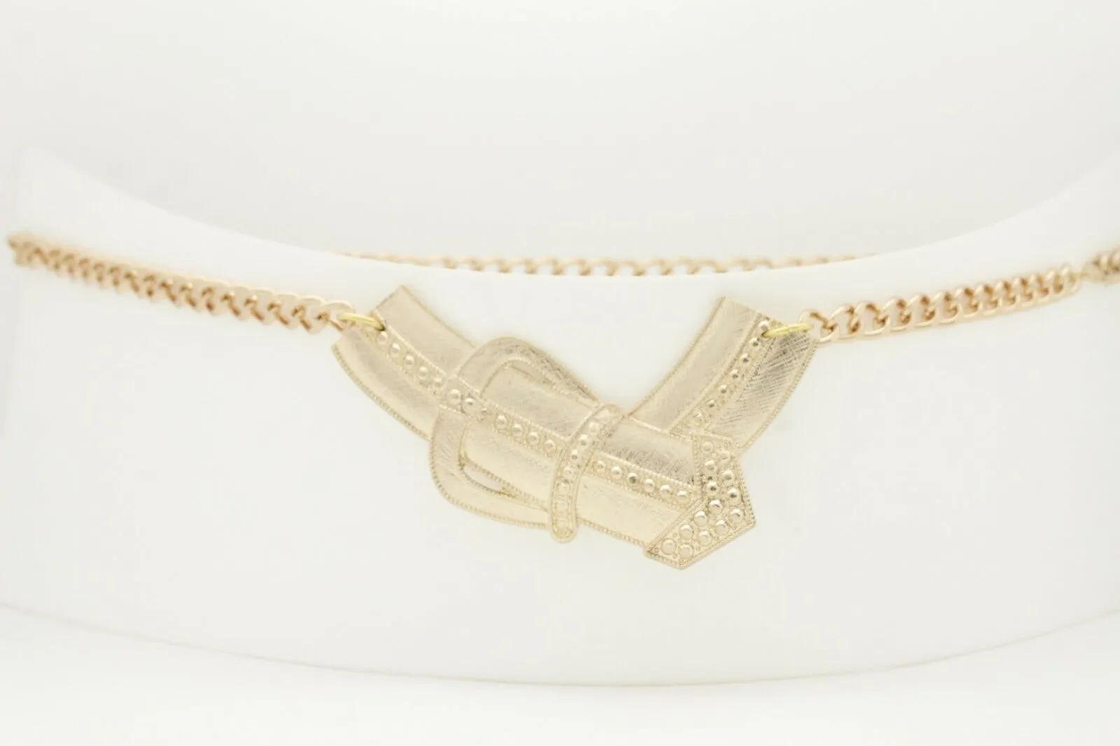 Fun Women Belt Hip High Waist Gold Metal Chain Big Wide Buckle Charm Size XS S M