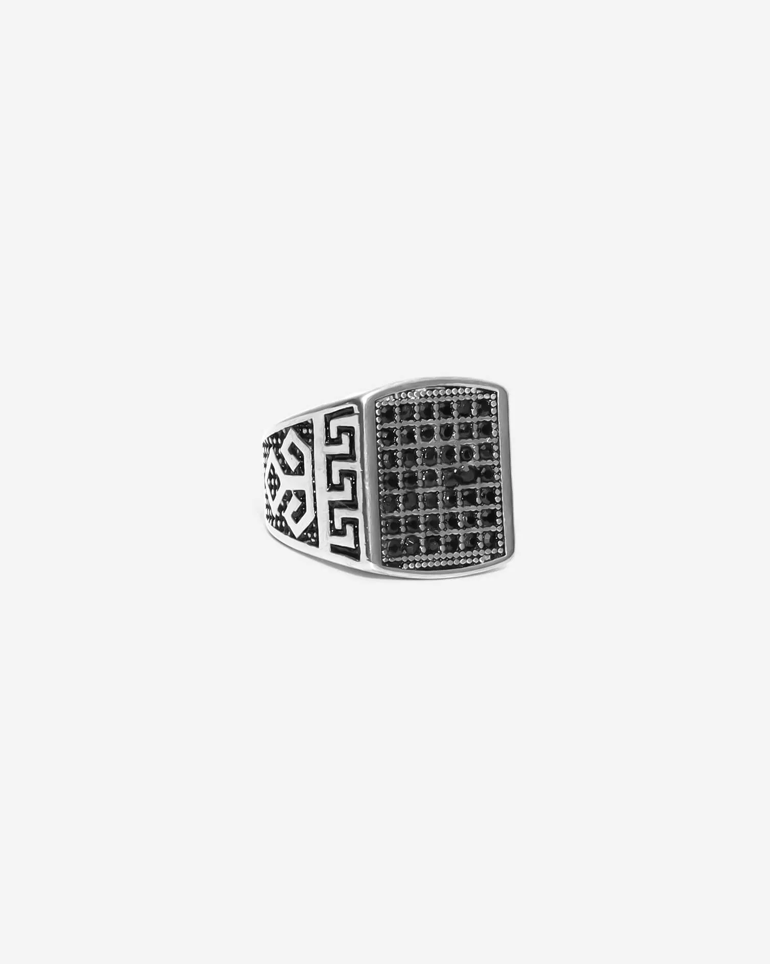 GD Squire Black Zirconia Ring Silver Plated