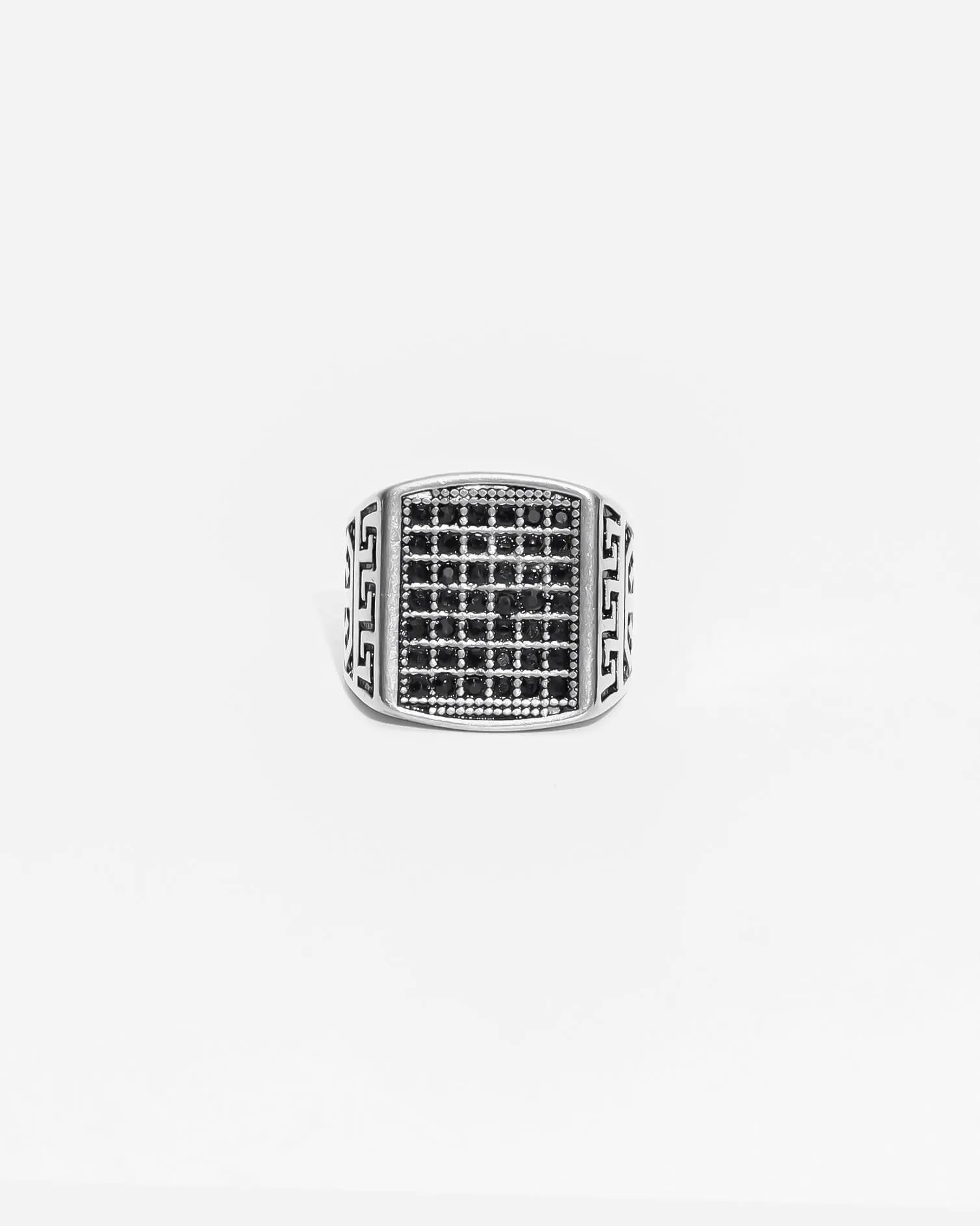 GD Squire Black Zirconia Ring Silver Plated