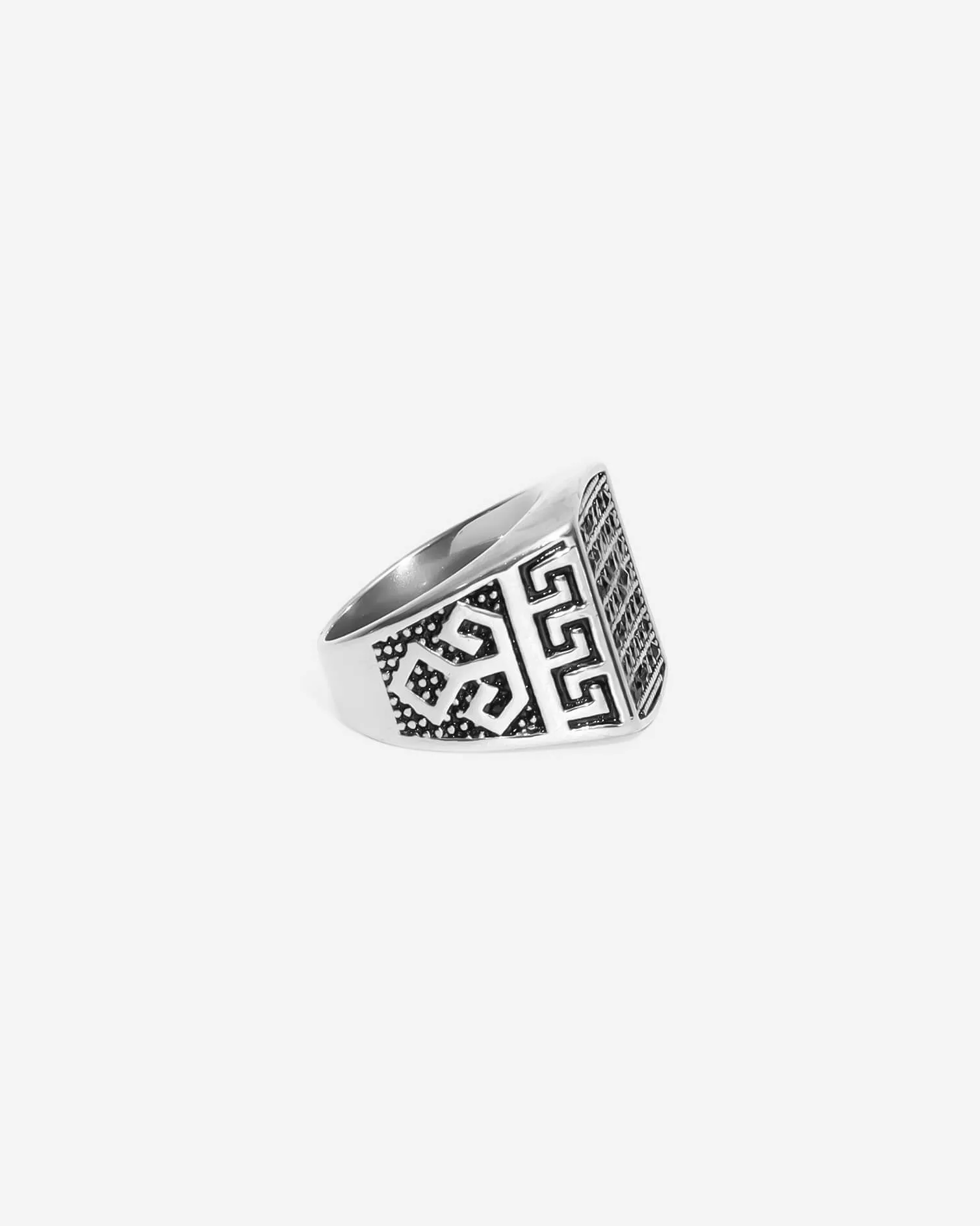 GD Squire Black Zirconia Ring Silver Plated
