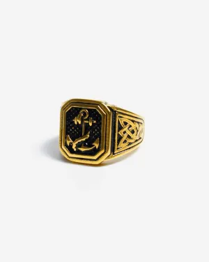 GD Vintage Gold Anchor Ring Gold Plated