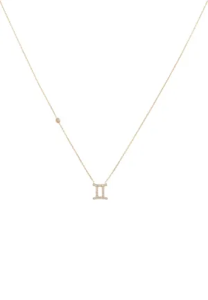 Gemini Zodiac Necklace Dipped in Rose Gold Zircon