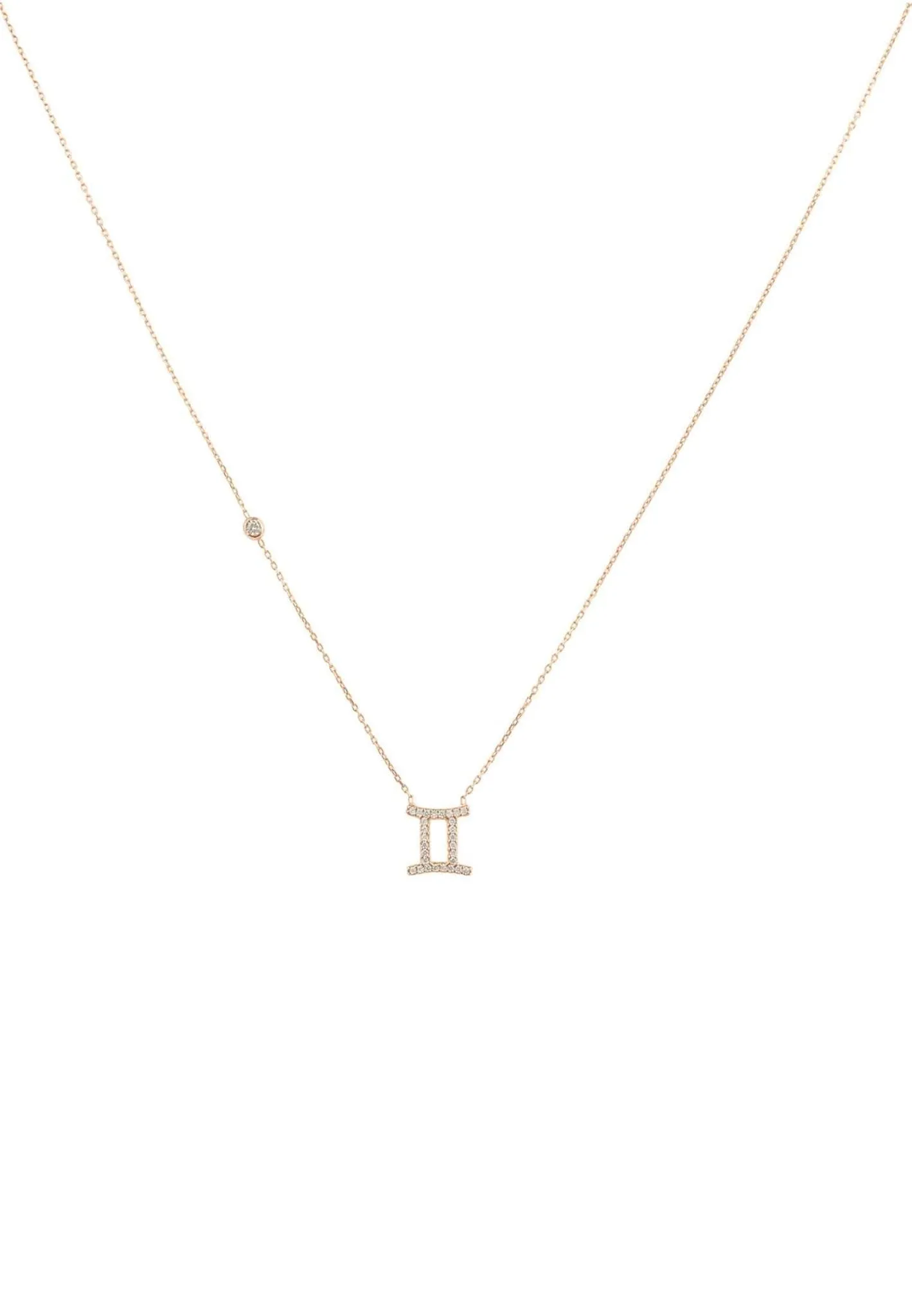 Gemini Zodiac Necklace Dipped in Rose Gold Zircon
