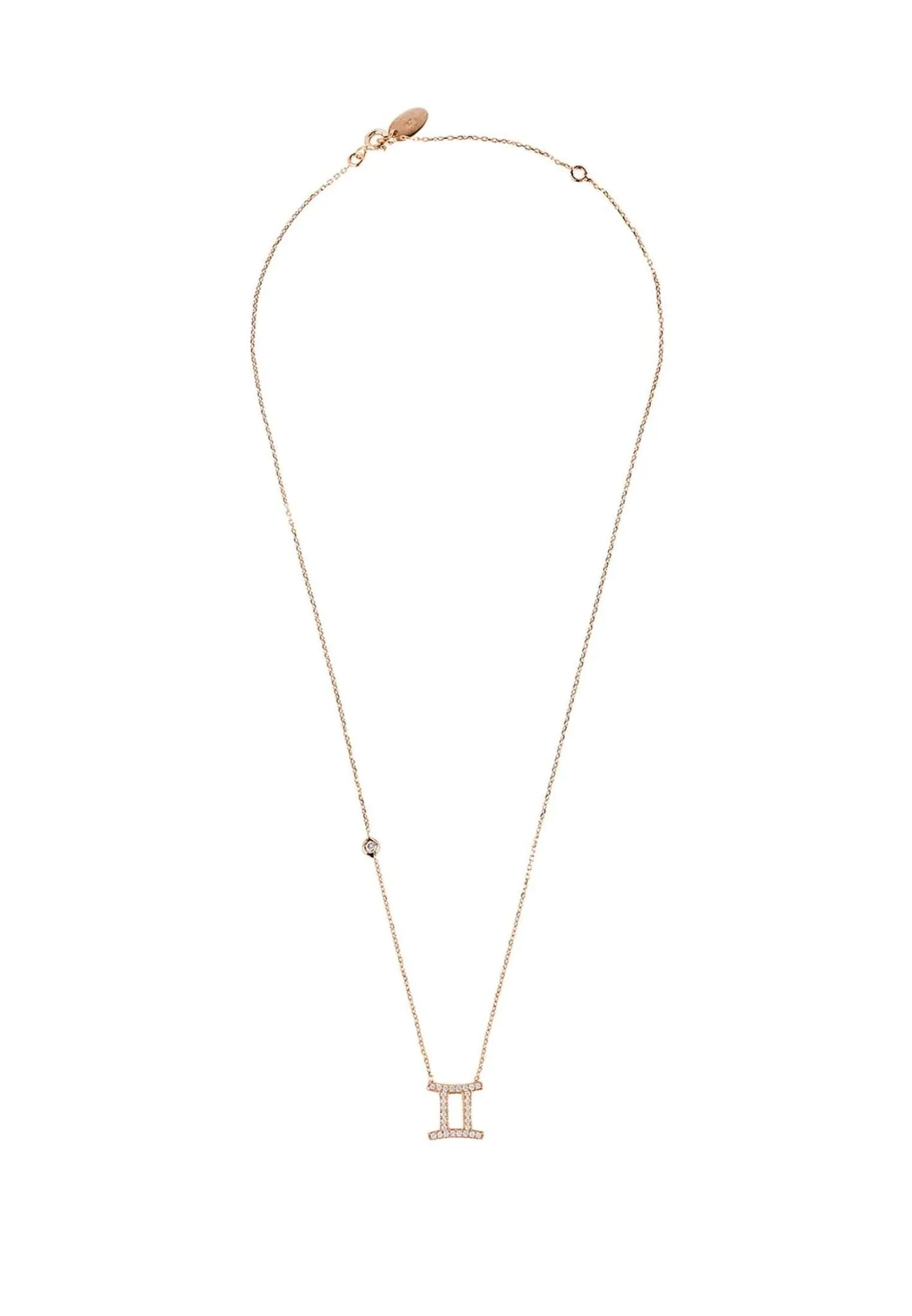 Gemini Zodiac Necklace Dipped in Rose Gold Zircon