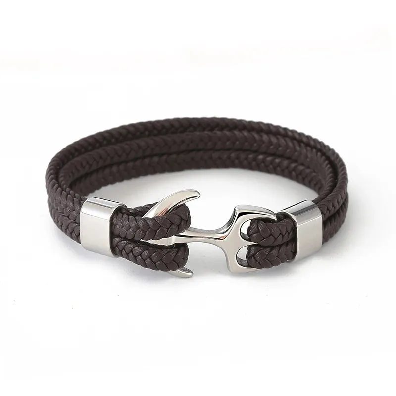 Genuine Leather Men’s Anchor Bracelets