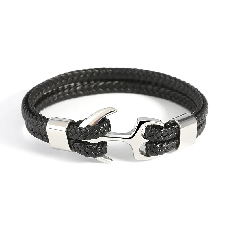 Genuine Leather Men’s Anchor Bracelets