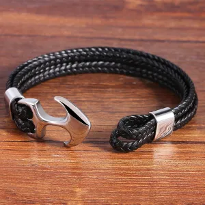 Genuine Leather Men’s Anchor Bracelets