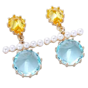 Geometric Pearl Girl Symbol Drop Earrings