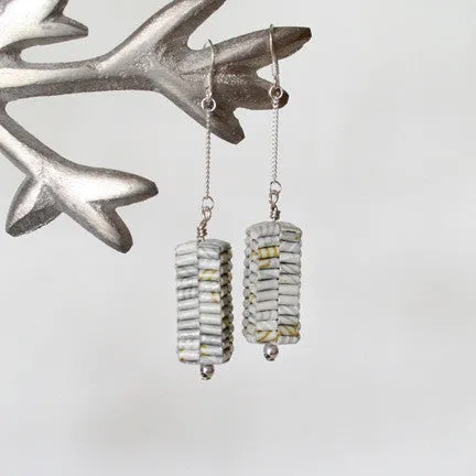 Gold and Silver Leaves Folded Paper Earrings