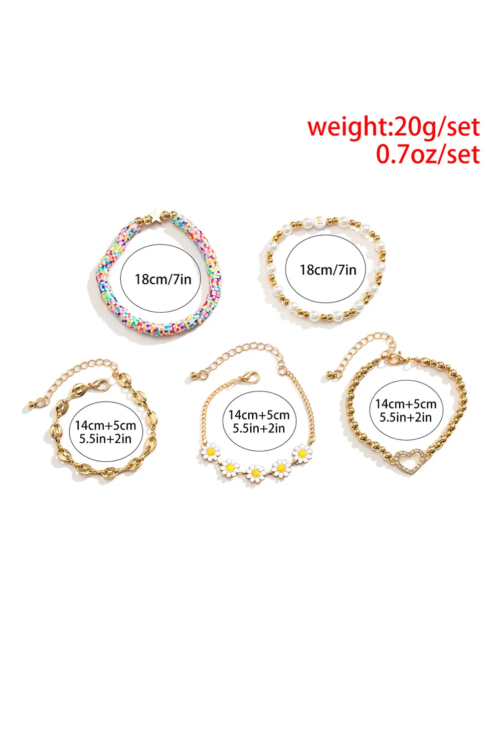 Gold Boho Floral Beaded Bracelet Set