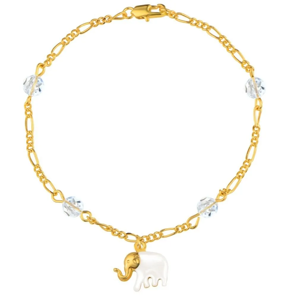 Gold Color Elephant Bead Bracelet Bangles
