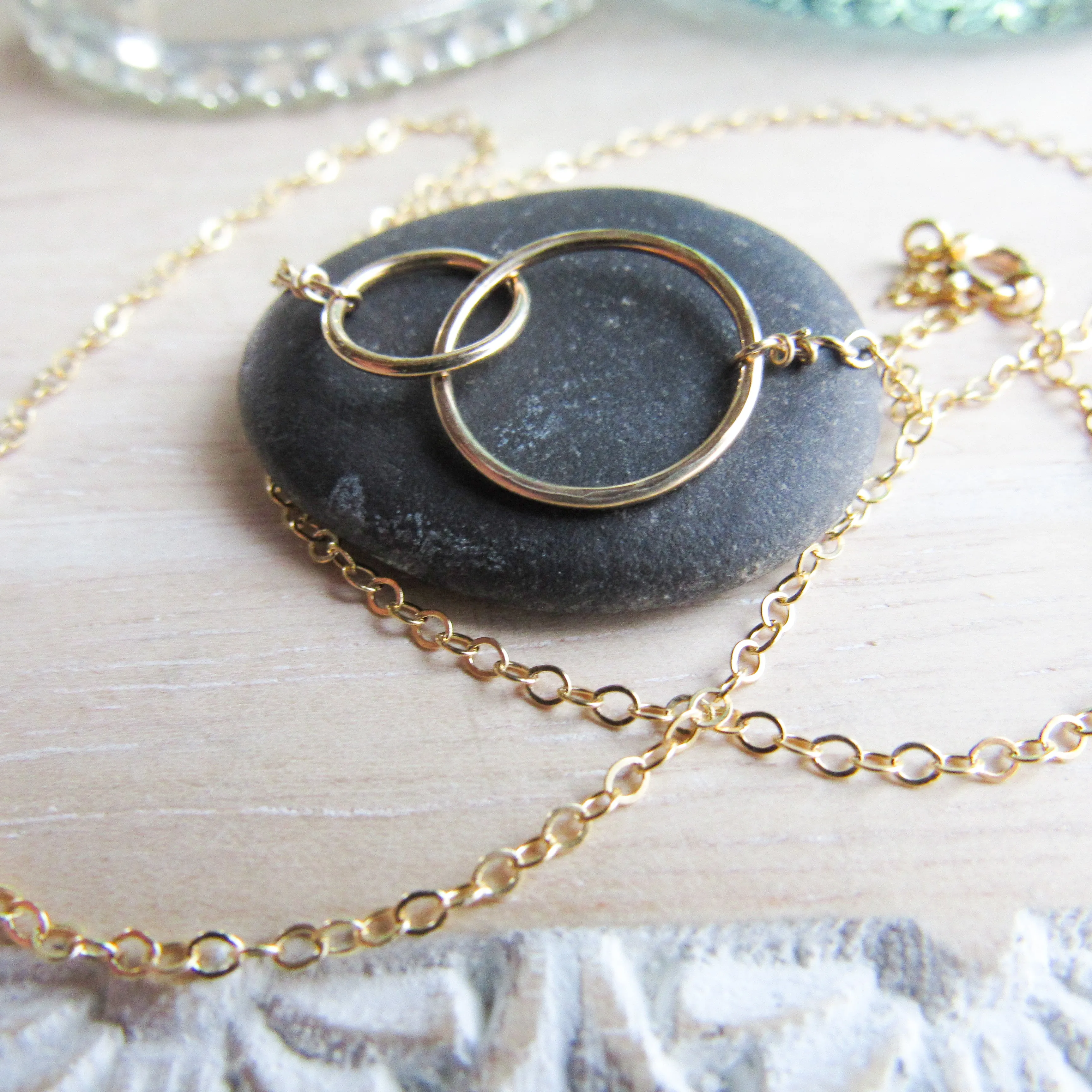 Gold Double Ring Infinity Necklace