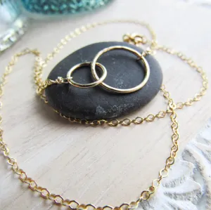 Gold Double Ring Infinity Necklace
