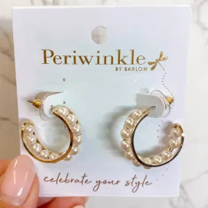 Gold Hoops with Pearl Earrings
