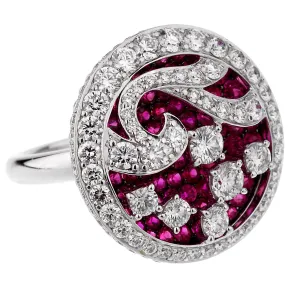 Graff Diamond Ruby White Gold Cocktail Ring Sz 5 1/2