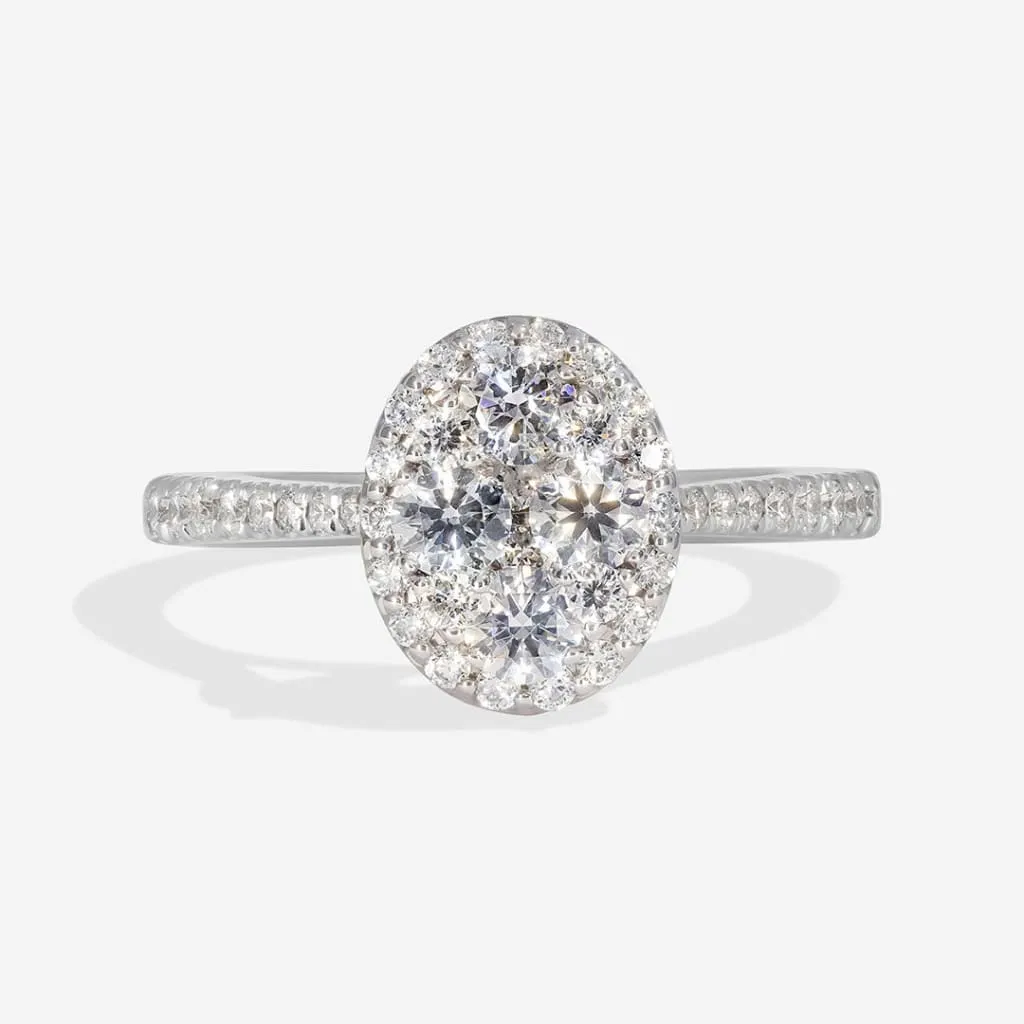 HALLIE 1.00ct | Oval Cluster Diamond Set in 18ct White Gold