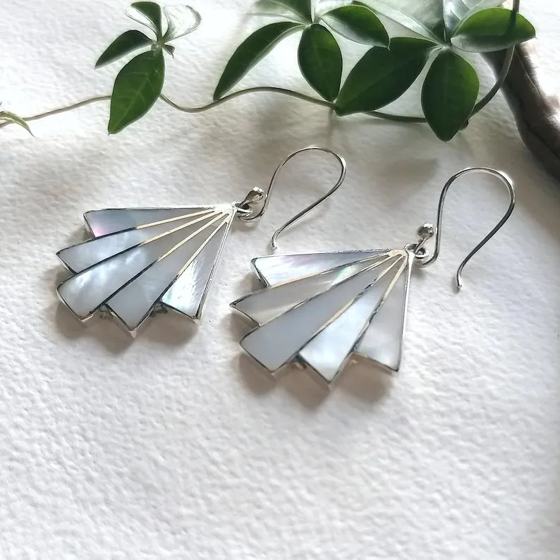Handcrafted Fan Pearl Earrings
