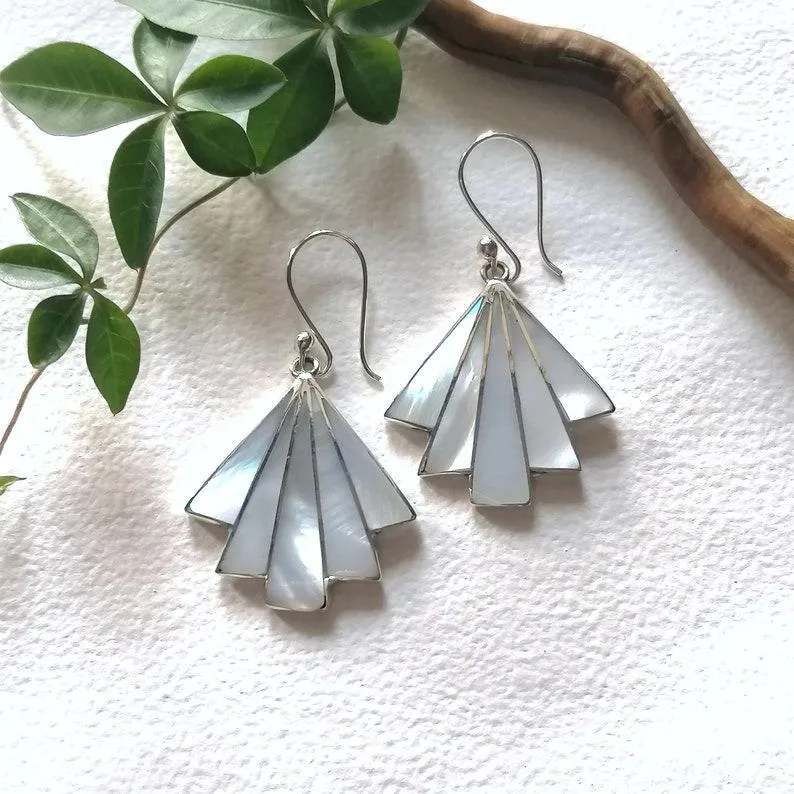 Handcrafted Fan Pearl Earrings